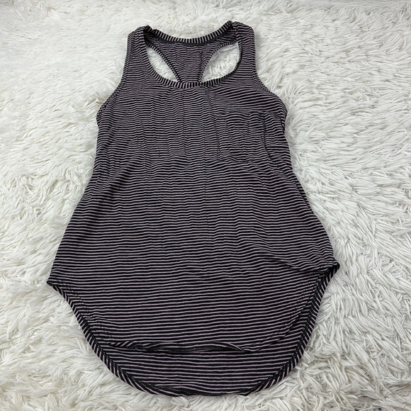 Lululemon Yogi Racerback Hyper Stripe Mauvelous Heathered Black - Picture 1 of 6